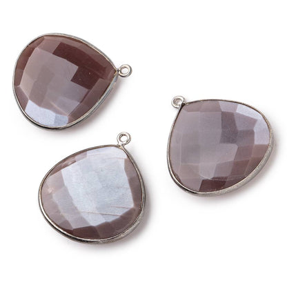 26x26mm Black Gold Bezel Chocolate Moonstone Heart Focal Pendant 1 pc