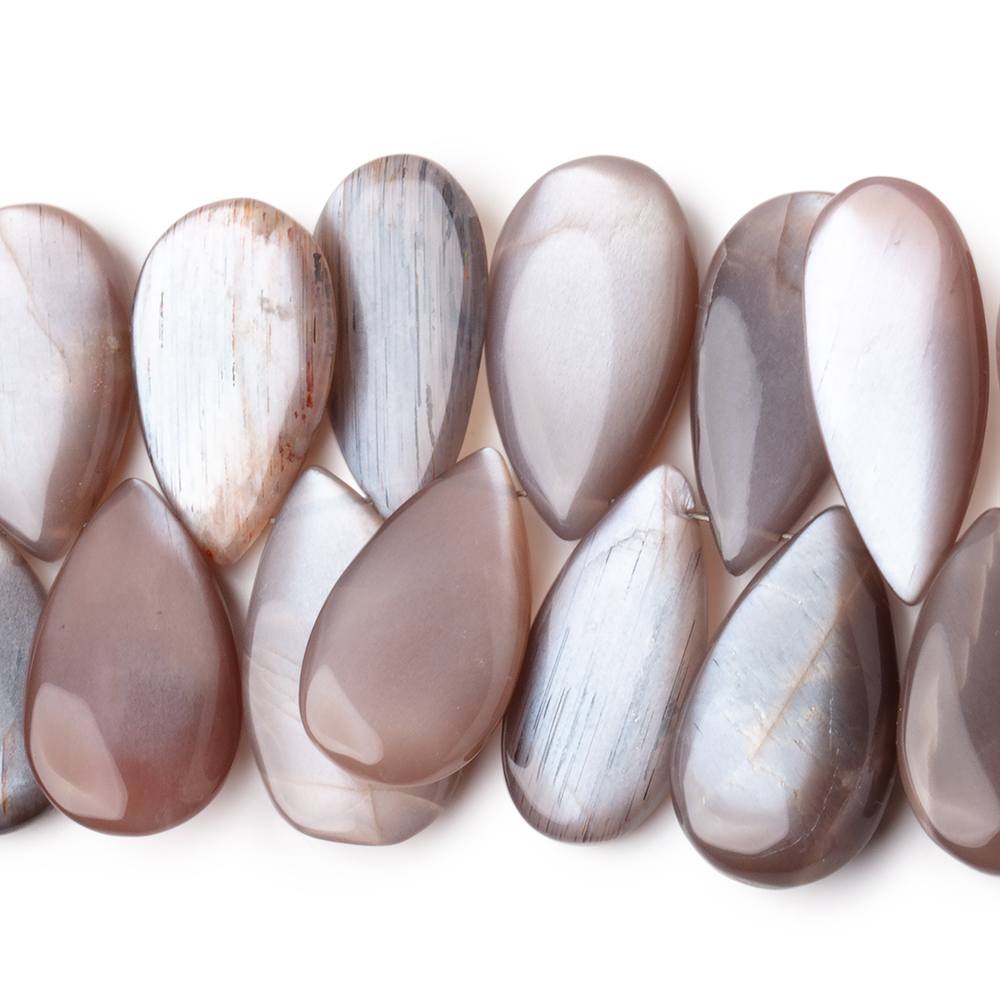19.5x9-23.5x12.5mm Chocolate Moonstone Plain Pear 8 inch 40 Beads