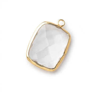 19x15mm Vermeil Bezeled Crystal Quartz faceted Cushion Focal Pendant 1 piece