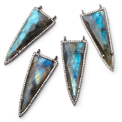 45x18mm Black Gold CZ Bezel Set Labradorite Faceted Point 1 Pendant