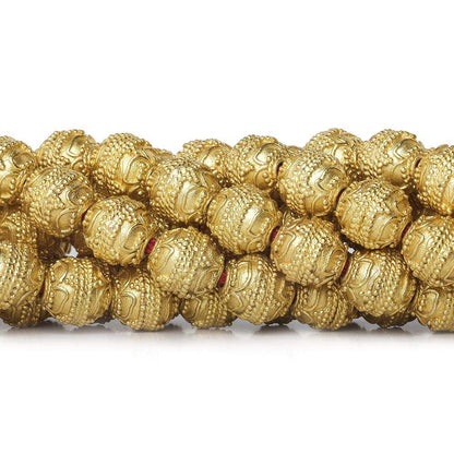 10mm 22kt Gold Plated Copper Bead Round Four Leaf tip 8 inch 18 pieces