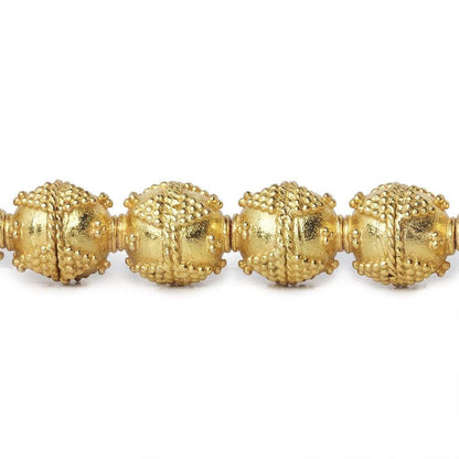 10mm 22kt Gold Plated Copper Bead Round Miligrain Triangle 8 inch 18 pieces