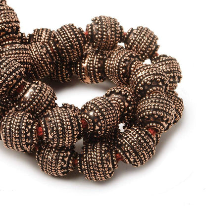 10mm Antiqued Copper Bead Bead Round Concentric Miligrain 8 inch 18 pcs