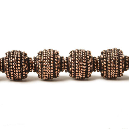 10mm Antiqued Copper Bead Bead Round Concentric Miligrain 8 inch 18 pcs