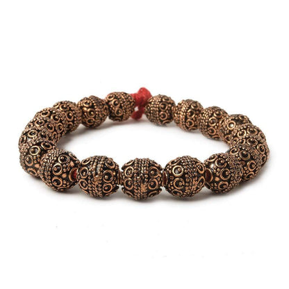 10mm Antiqued Copper Beads Roval Persian 8 inch 19 pcs