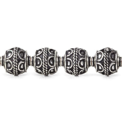 10mm Antiqued Sterling Silver Plated Copper Bead Roval, Simple Arch 8 inch 20 pcs