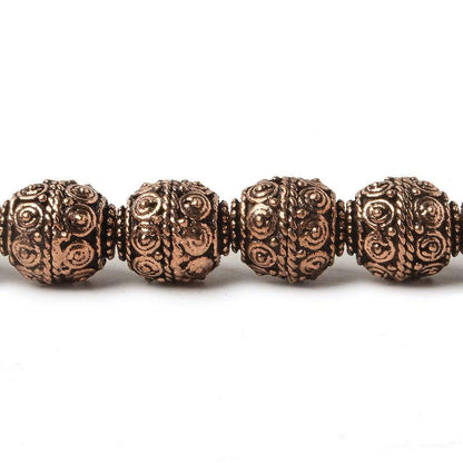10mm Copper Bead Bead Round Concentric Circles 8 inch 18 pcs