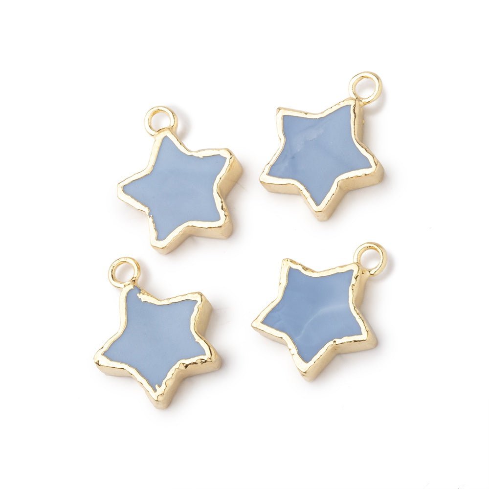 10mm Gold Leafed Owyhee Blue Opal Star Focal Pendant 1 piece