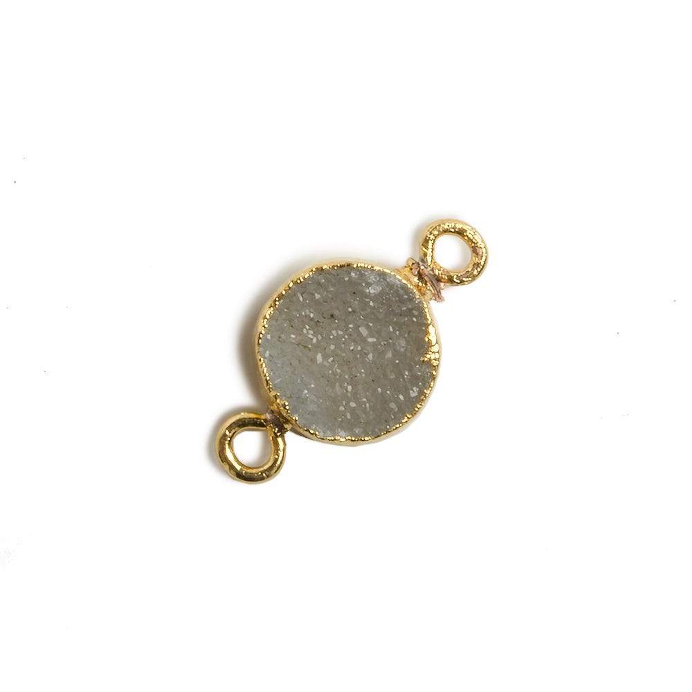 10mm Gold Leafed White Drusy Coin 2 ring Connector 1 piece