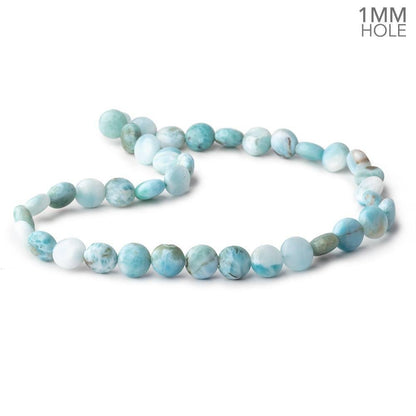 10mm Larimar Plain Coin Beads 15 inch 39 pieces AA 1mm Large Hole
