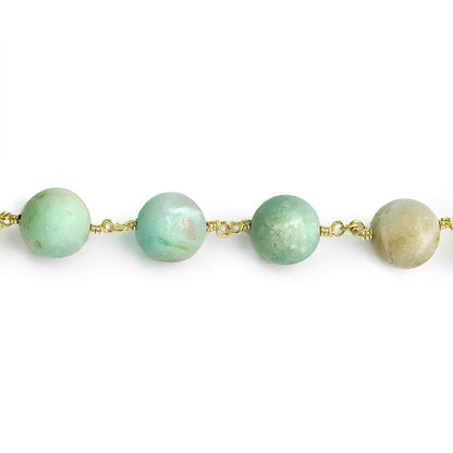 10mm Matte Multi Color Amazonite plain round Gold Chain by the foot 19 pieces