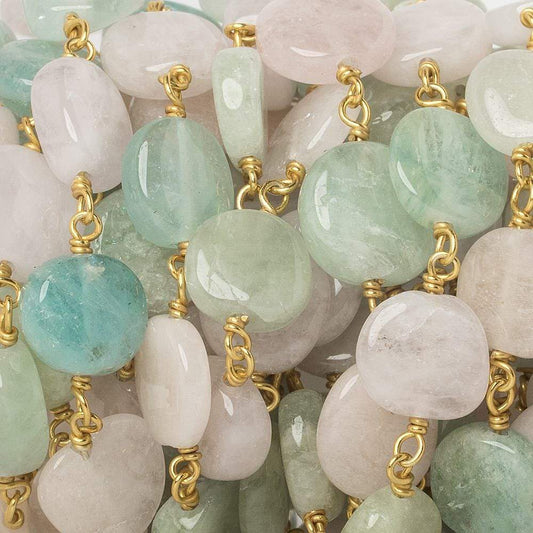 10mm Multi Beryl plain nugget Vermeil Chain by the foot 20 pieces AA