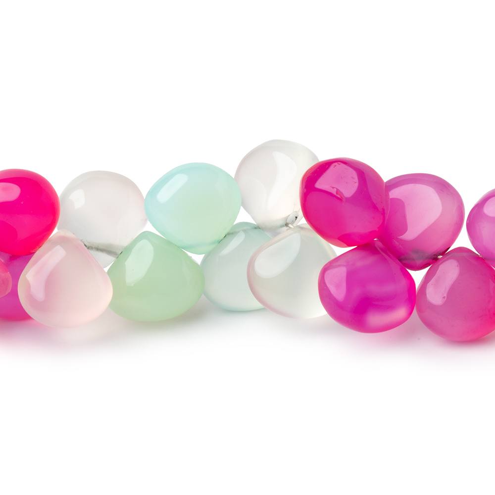 10mm Multi Color Chalcedony Plain Heart Beads 7.5 inch 44 pieces