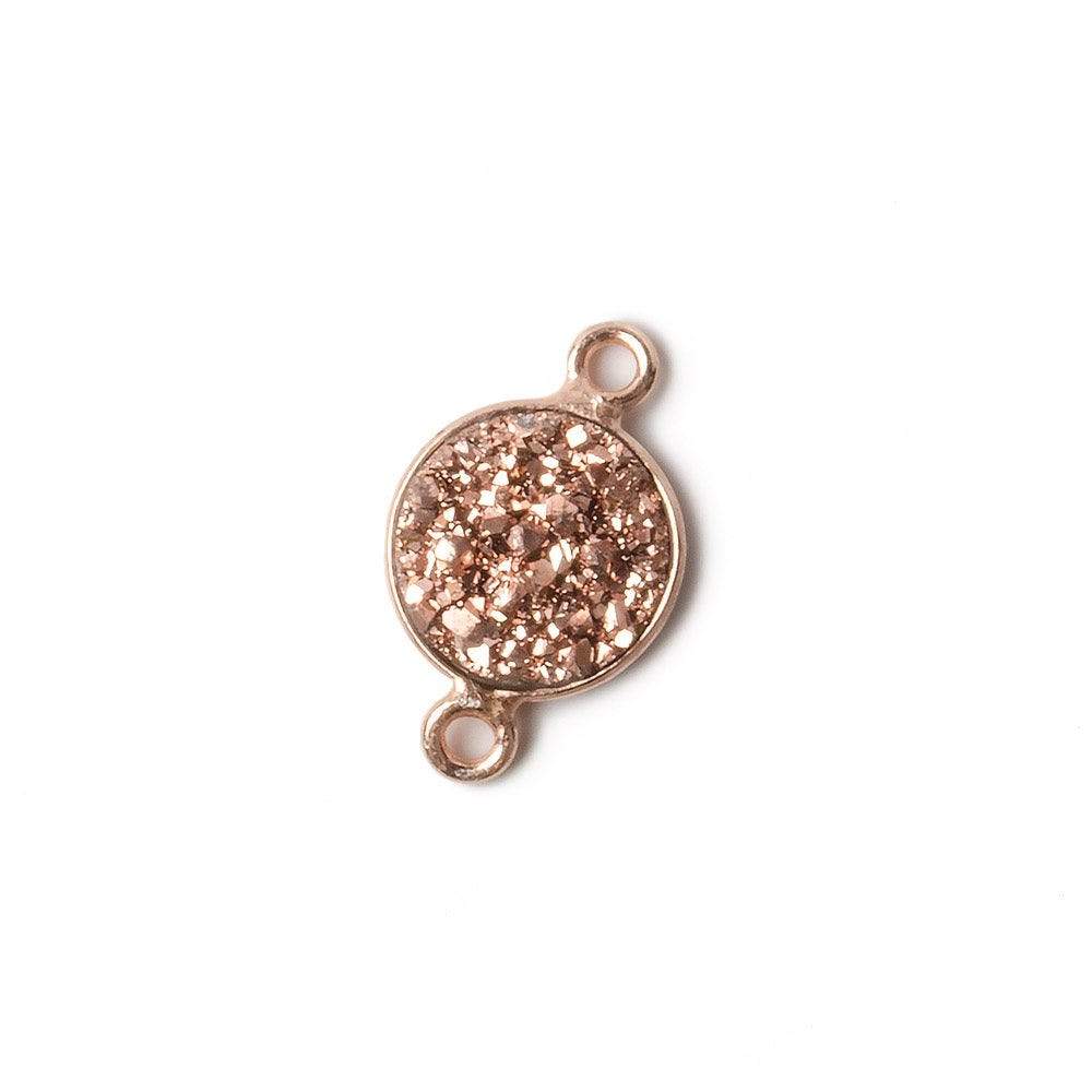 10mm Rose Gold Bezel Metallic Rose Drusy Coin Connector 1 piece
