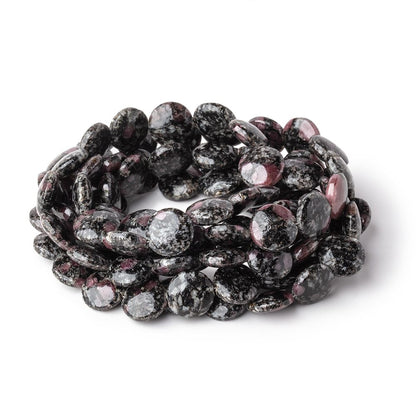 10mm Ruby Red Spinel in Biotite Plain Coin Beads 18 inch 47 pieces