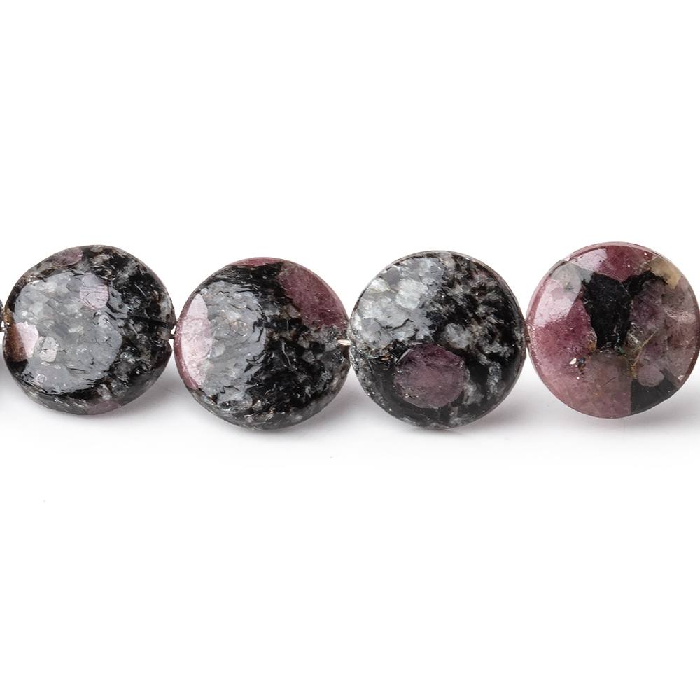 10mm Ruby Red Spinel in Biotite Plain Coin Beads 18 inch 47 pieces