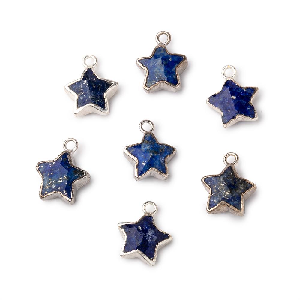 10mm Silver Leafed Lapis Lazuli Faceted Star Focal Pendant 1 piece