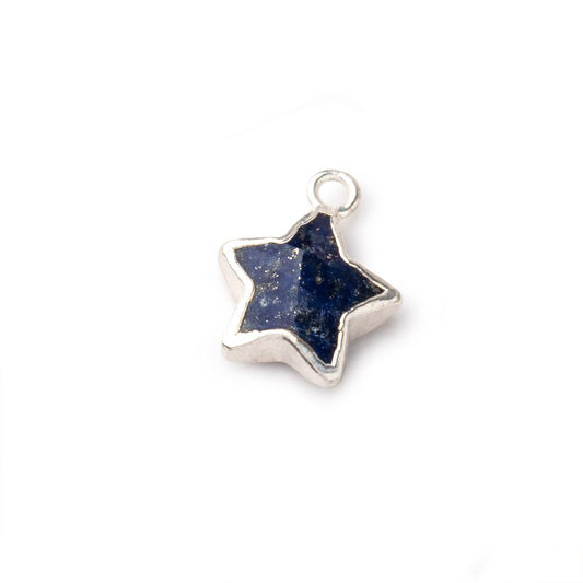 10mm Silver Leafed Lapis Lazuli Faceted Star Focal Pendant 1 piece