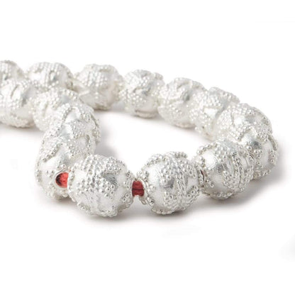 10mm Silver Plated Copper Roval Bead Miligrain Triangle 8 inch 18 pieces