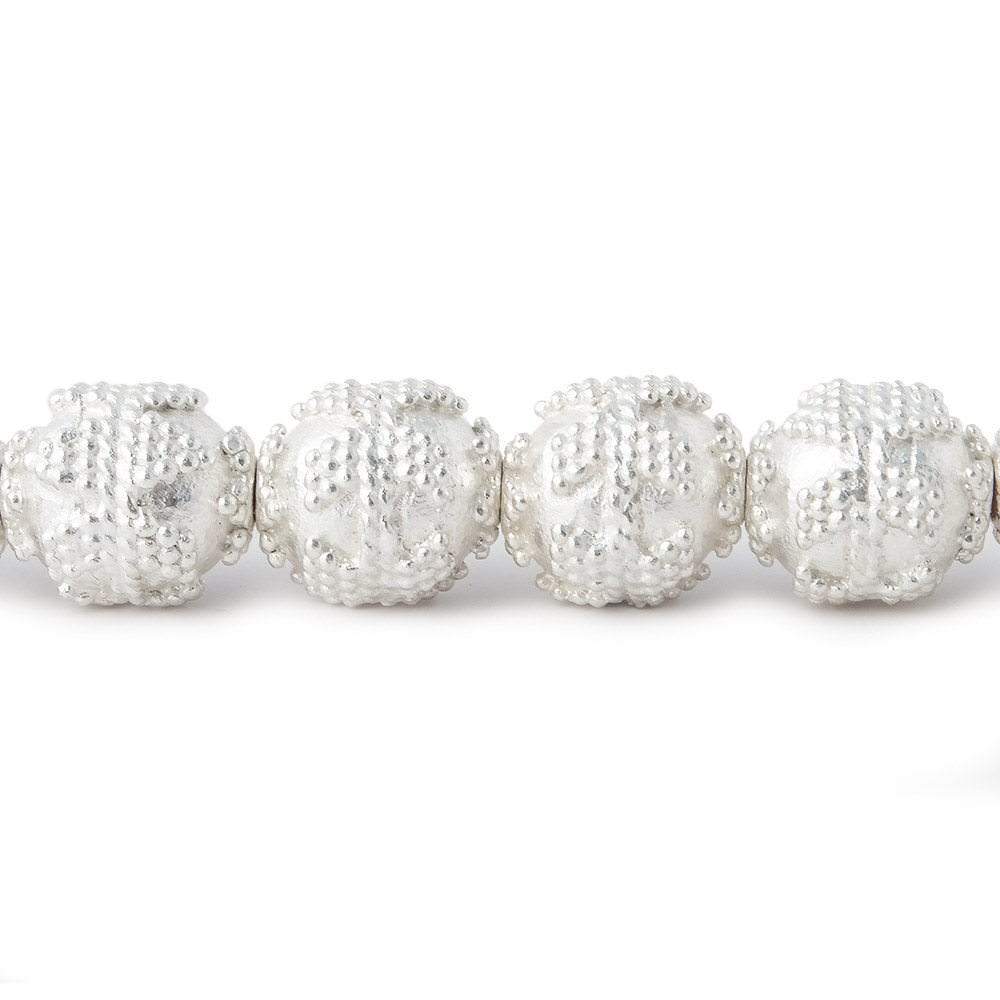 10mm Silver Plated Copper Roval Bead Miligrain Triangle 8 inch 18 pieces