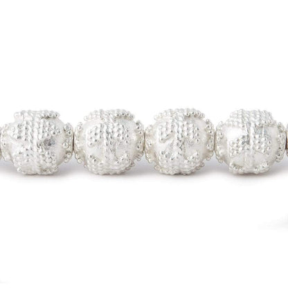 10mm Silver Plated Copper Roval Bead Miligrain Triangle 8 inch 18 pieces