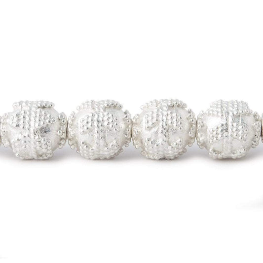 10mm Silver Plated Copper Roval Bead Miligrain Triangle 8 inch 18 pieces