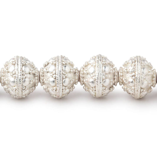 10mm Sterling Silver plated Copper Bali Dot Round Bead 8 inch 21 pieces