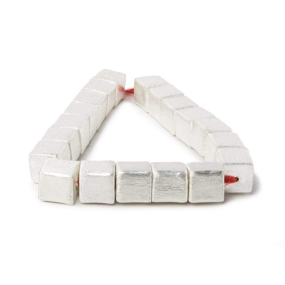 10mm Sterling Silver plated Copper Brushed Cube Beads 19 pieces