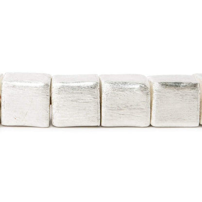 10mm Sterling Silver plated Copper Brushed Cube Beads 19 pieces