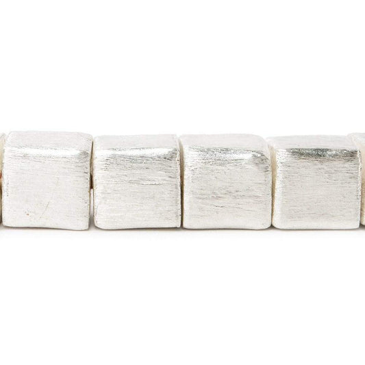 10mm Sterling Silver plated Copper Brushed Cube Beads 19 pieces