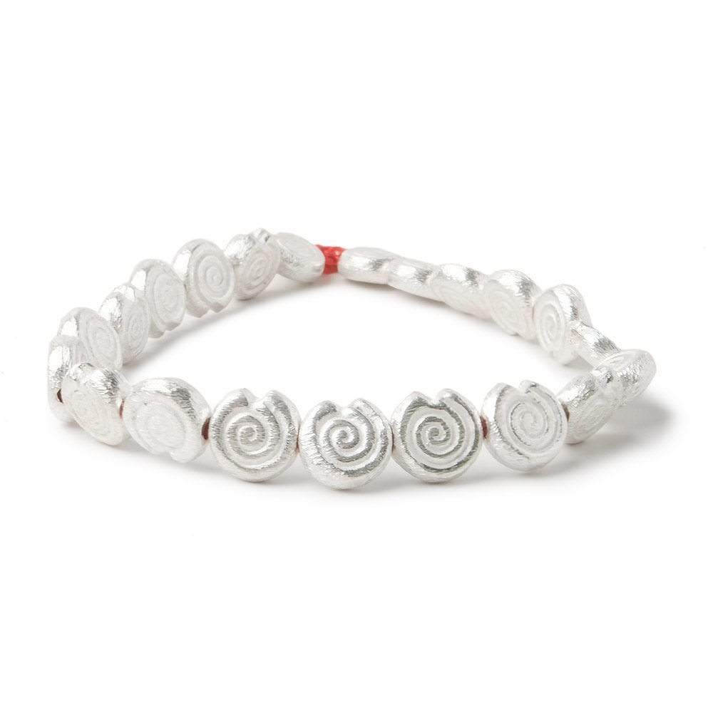 10mm Sterling Silver plated Copper Spiral Beads 8 inch  21 pieces