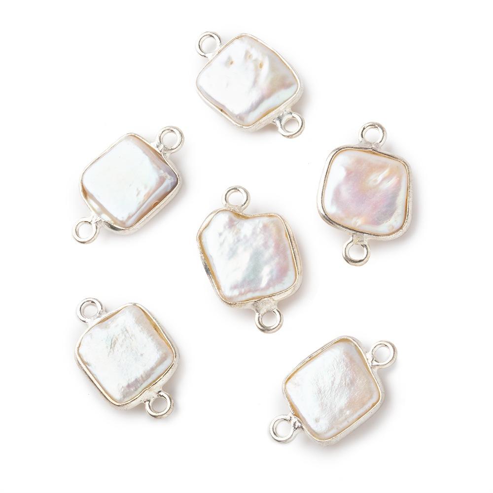 10mm Sterling Silver Rose White Square Pearl Connector 1 piece