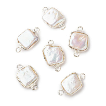 10mm Sterling Silver Rose White Square Pearl Connector 1 piece