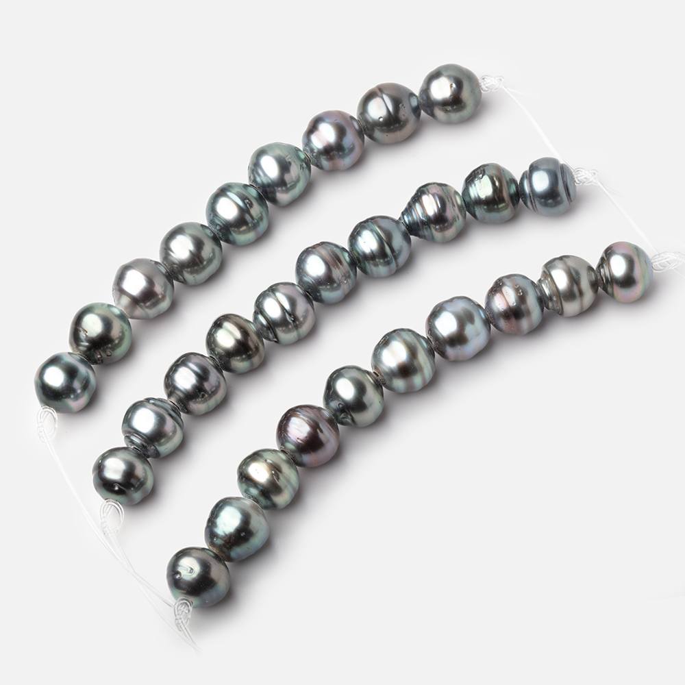 10mm Tahitian 2mm Large Hole Saltwater Pearls 4 inch 9 Beads A
