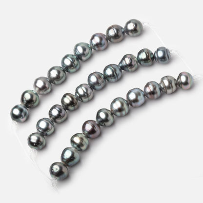 10mm Tahitian 2mm Large Hole Saltwater Pearls 4 inch 9 Beads A