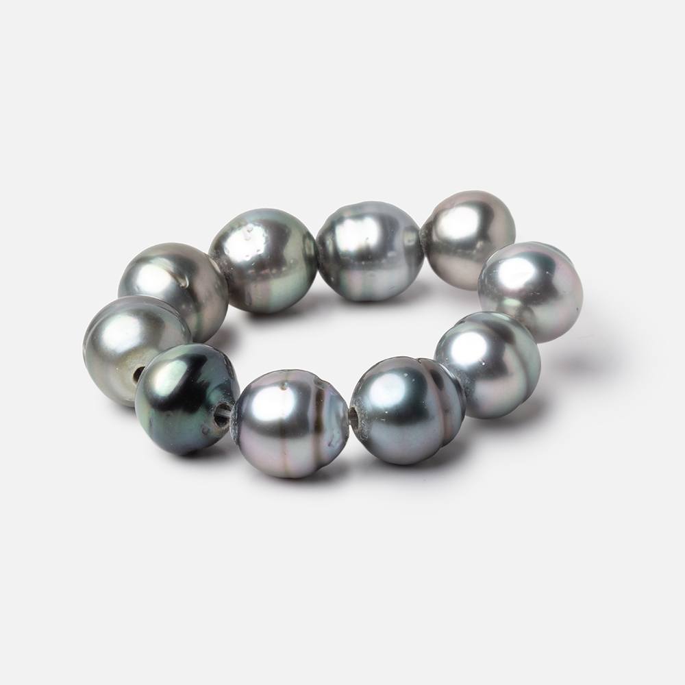 10mm Tahitian 2mm Large Hole Saltwater Pearls 4 inch 9 Beads A
