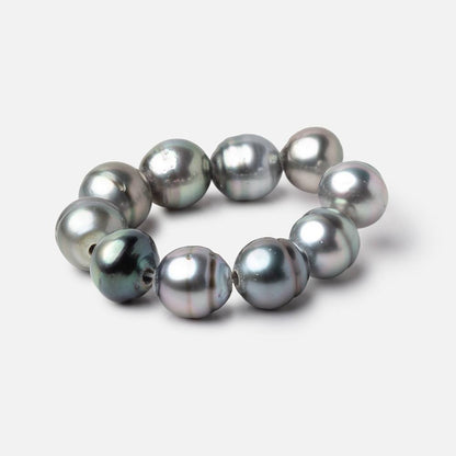 10mm Tahitian 2mm Large Hole Saltwater Pearls 4 inch 9 Beads A