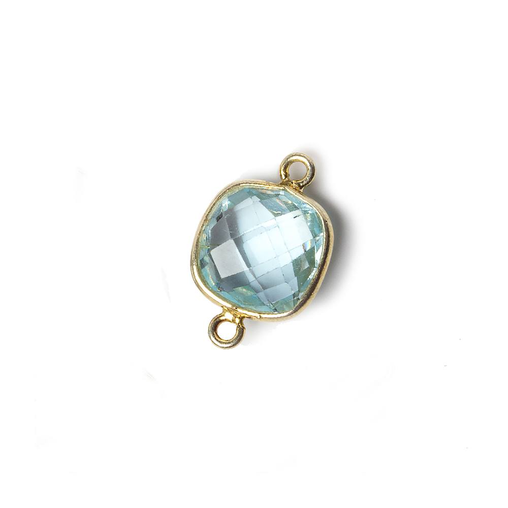 10mm Vermeil Bezel Sky Blue Topaz faceted pillow Petite Connector 1 piece