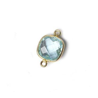 10mm Vermeil Bezel Sky Blue Topaz faceted pillow Petite Connector 1 piece