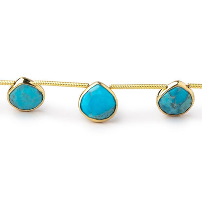 10mm Vermeil Bezel Turquoise Howlite Faceted Heart Beads 6 inch 8 pieces