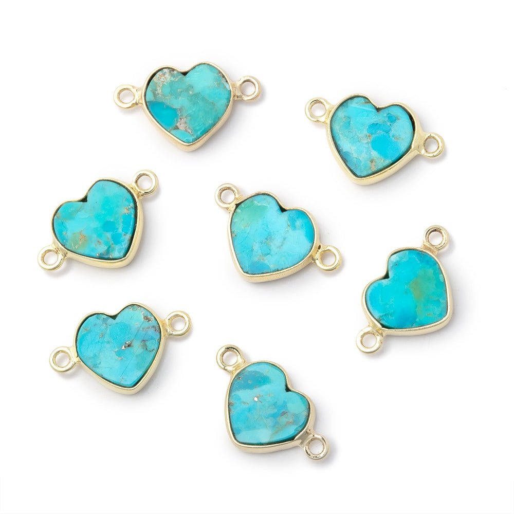 10mm Vermeil Bezel Turquoise Howlite Flat Heart 1 Connector