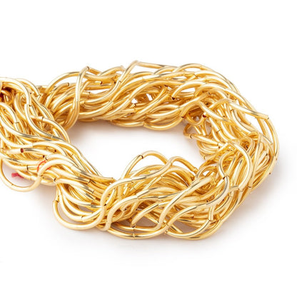 10mm x 1mm 22kt Gold Plated  Copper Curved Tube Beads 7.5 inch 20 pieces