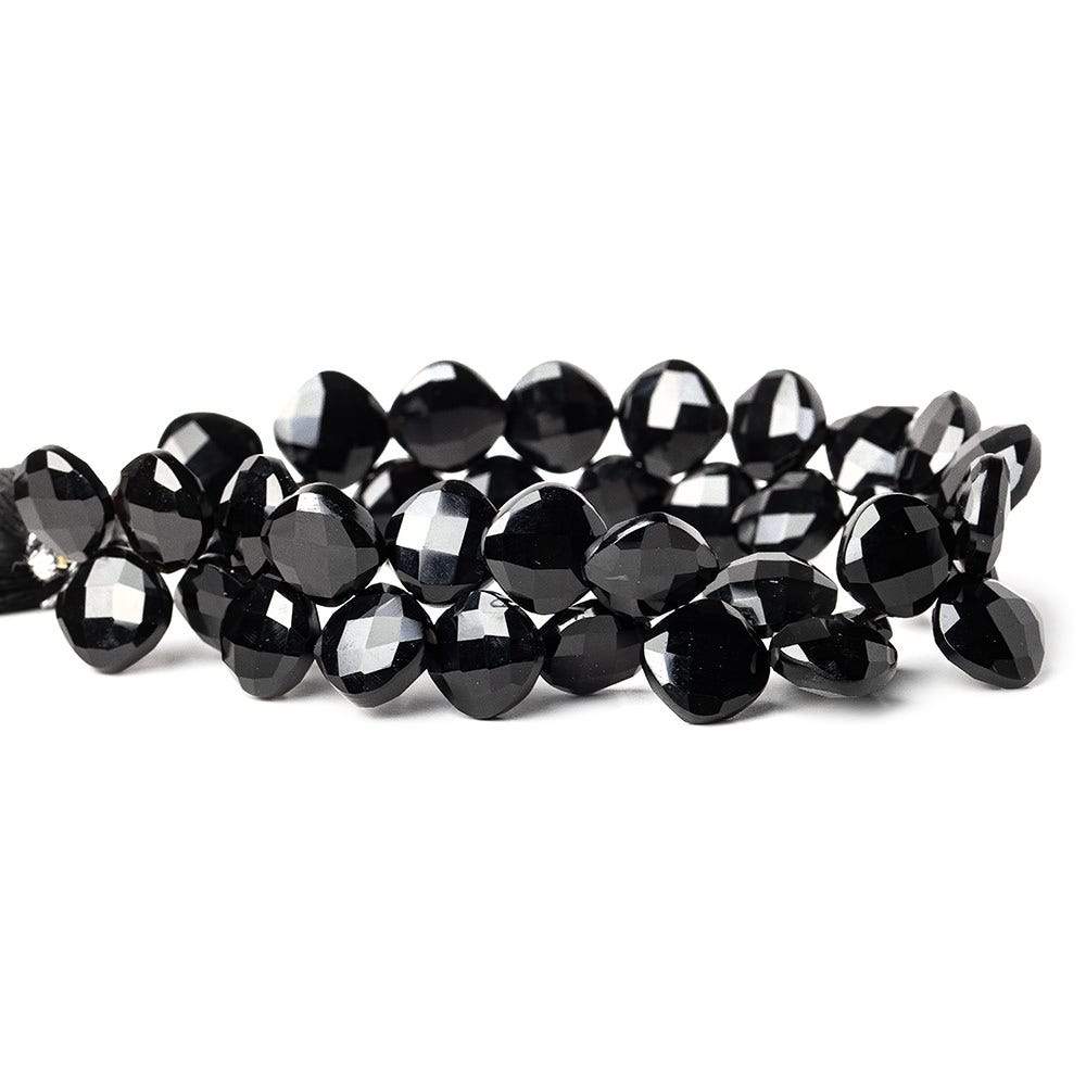 10x10-11x11mm Black Onyx corner drilled faceted pillow beads 8 inch 39 pieces AAA