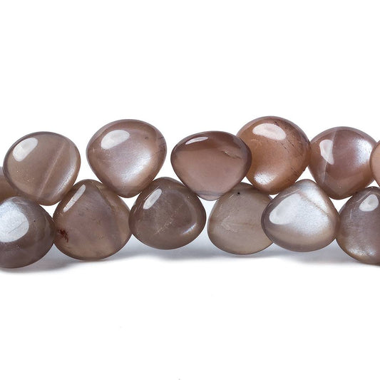 8mm Chocolate Brown Moonstone plain heart beads 8 inch 46 pieces