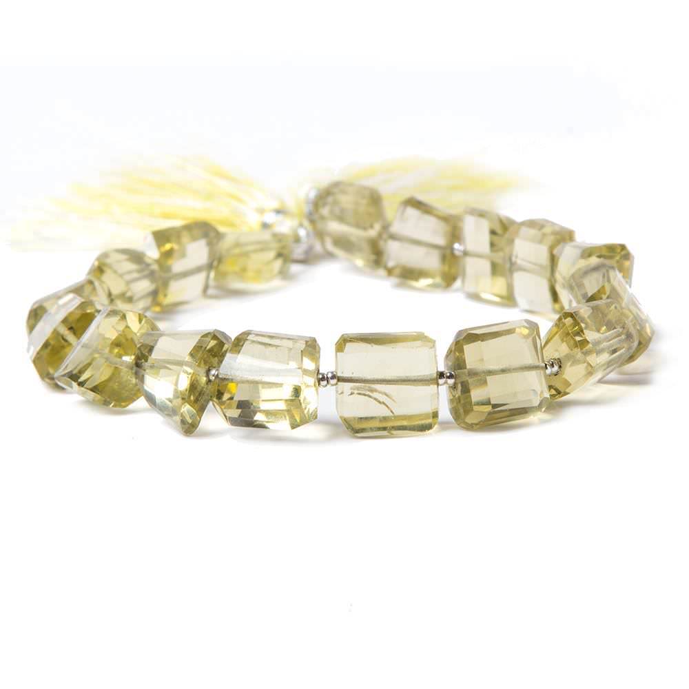 10x10-11x11mm Lemon Quartz step faceted nugget beads 8 inch 17 pieces