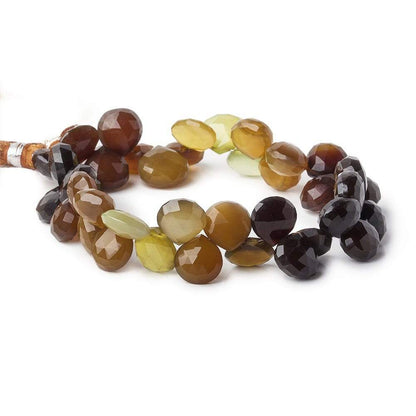 10x10-11x11mm Multi Color Chalcedony Faceted Hearts 8 inch 40 Beads