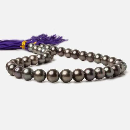 10x10-12x11.5mm Peacock Tahitian Round Saltwater Pearls 16 inch 38 pieces A