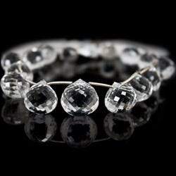 10x10-14.5x14.5mm Crystal Quartz Candy Kiss Briolette Beads 8 inch 15 pieces