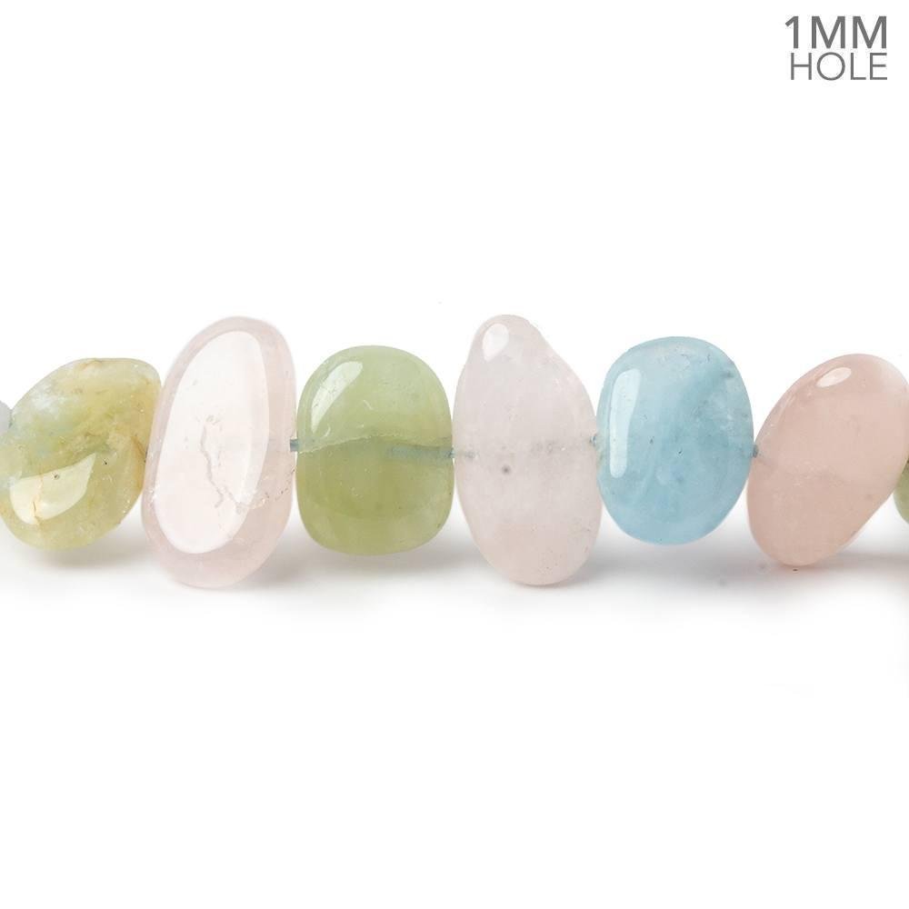 10x10-15x11mm Multi Beryl side drilled plain flat nuggets 16 inch 39 large hole beads AA