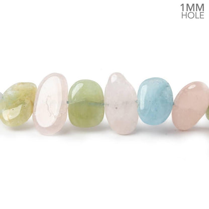 10x10-15x11mm Multi Beryl side drilled plain flat nuggets 16 inch 39 large hole beads AA